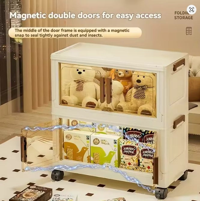 Nest Locker™ ClearDoor Foldable Storage Box – Stackable Space-Saving Organizer for Clothes, Books & Toys