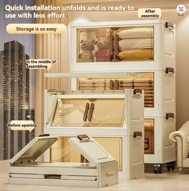 Nest Locker™ ClearDoor Foldable Storage Box – Stackable Space-Saving Organizer for Clothes, Books & Toys