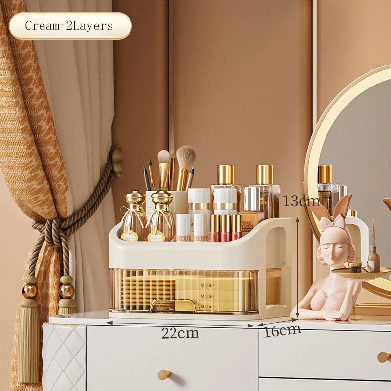 Makeup Organizer Box – Transparent Multi-Drawer Cosmetic & Jewellery Storage