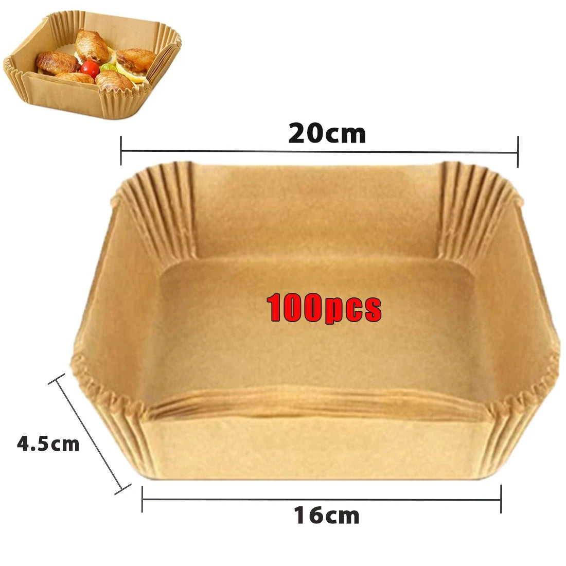 50/100PCS Air Fryer Paper Liners – Round & Square Non-Stick Disposable Parchment Baking Sheets