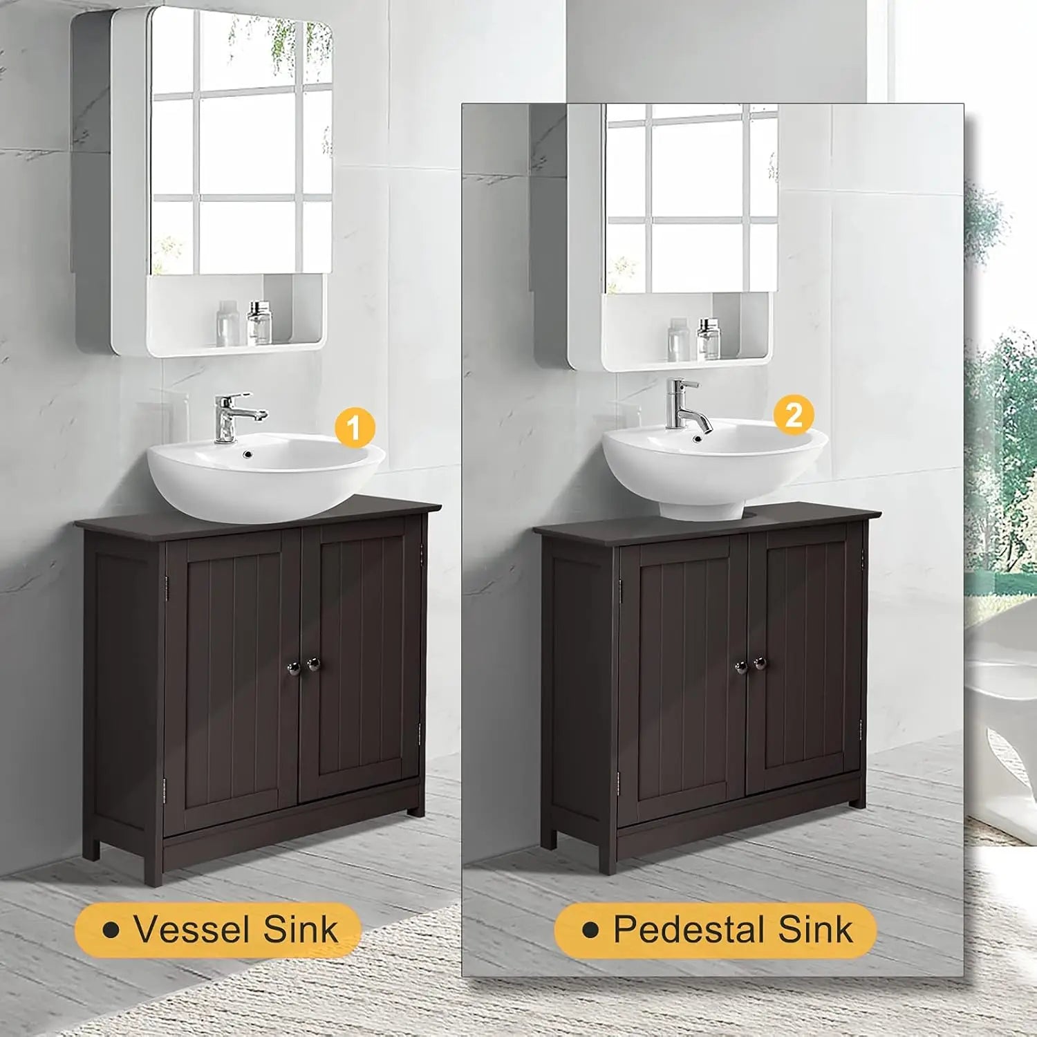 Pedestal Sink Storage Cabinet – Space-Saving Bathroom Vanity with Adjustable Shelf