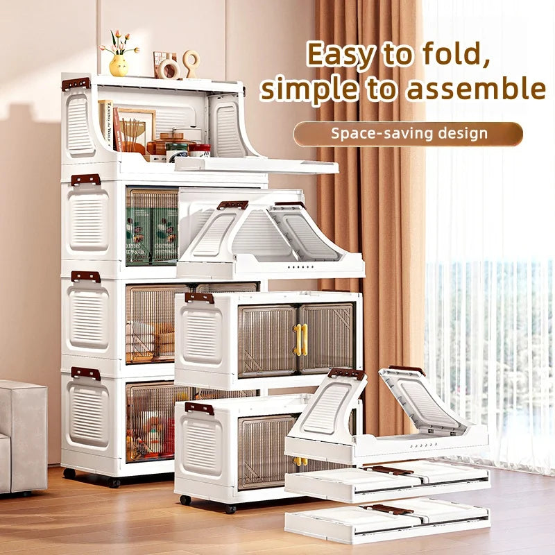 Nest Locker™ Large Foldable Storage Cabinet with Clear Flip-Top & Wheels – Mobile Space-Saving Organizer