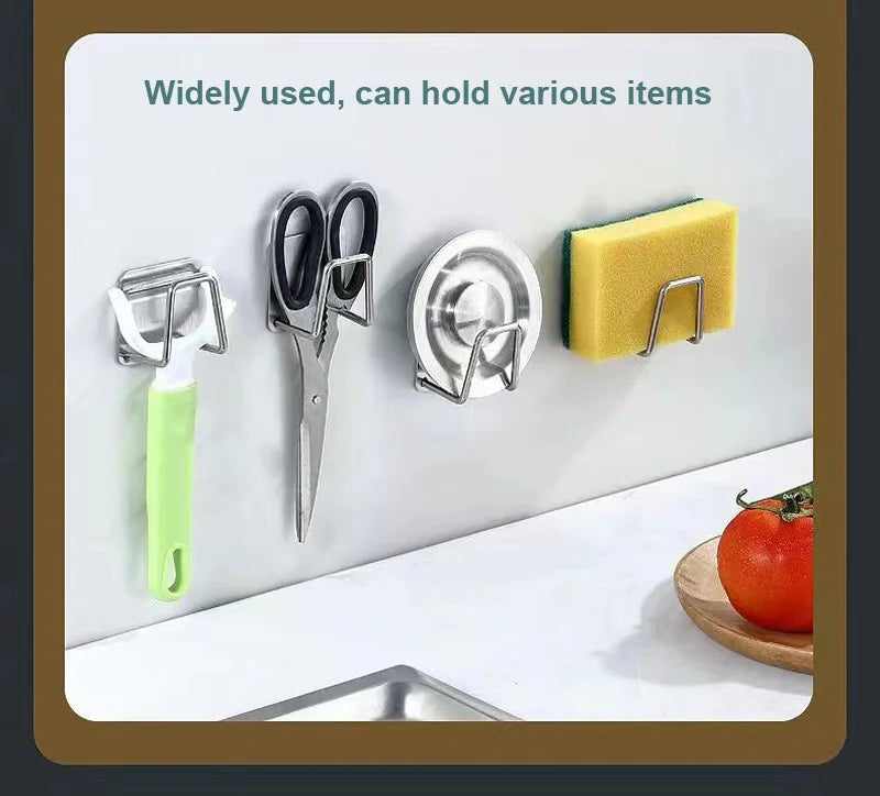 1-8pcs Kitchen Sponge holder Self Adhesive Sink Sponges Drain Drying Rack Wall Hooks Organizer bathroom Storage Rack