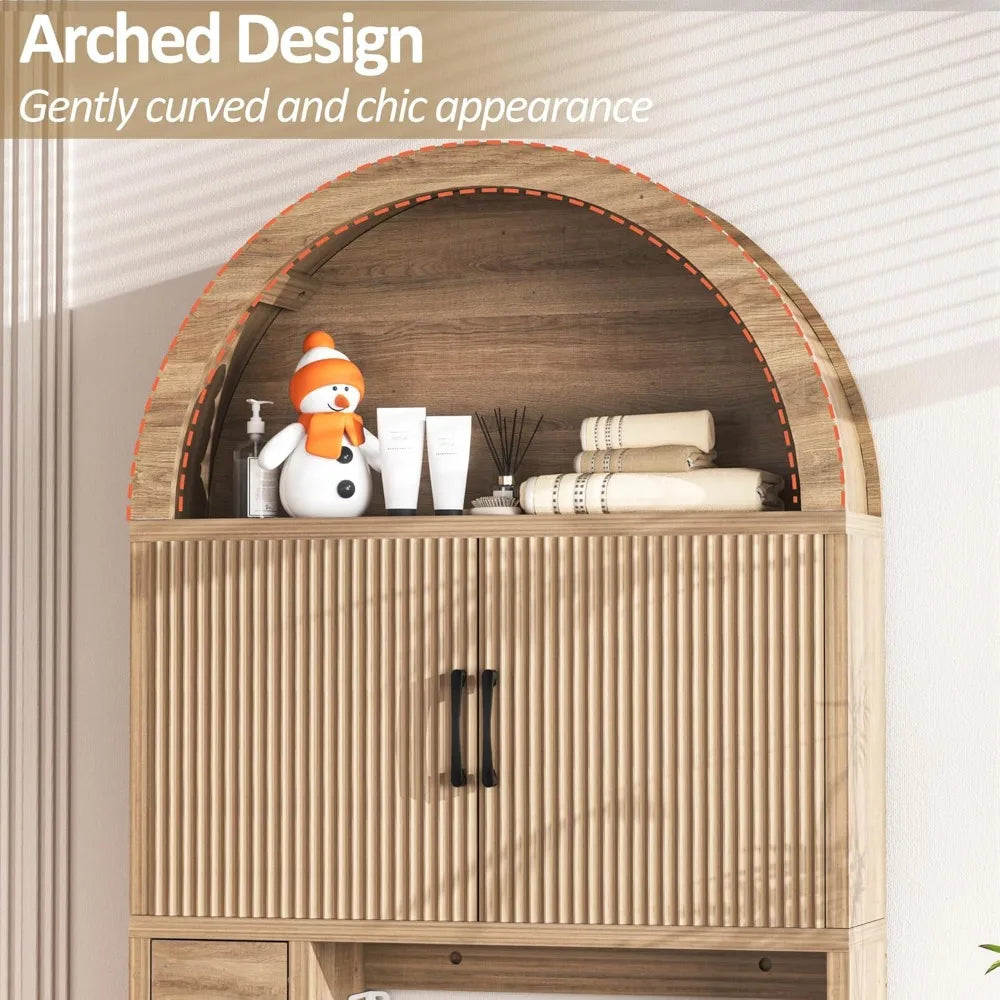 Freestanding Over Toilet Storage Cabinet – Bathroom Shelf Organizer with Multi-Level Storage