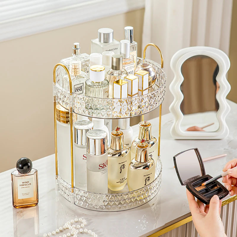 360° Rotating Makeup Organizer – 3 Tier Vanity Storage Rack