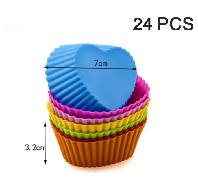 6/12PCS Silicone muffin mold Round muffin cup Heart cake baking mold Kitchen Cooking supplies Cake decorating tools