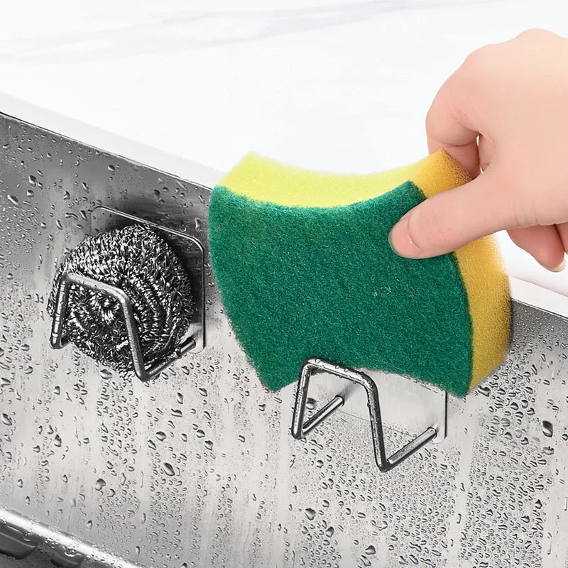 1-8pcs Kitchen Sponge holder Self Adhesive Sink Sponges Drain Drying Rack Wall Hooks Organizer bathroom Storage Rack