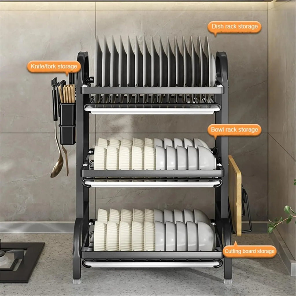 3-Tier Dish Drying Rack – Space-Saving Kitchen Counter Organizer