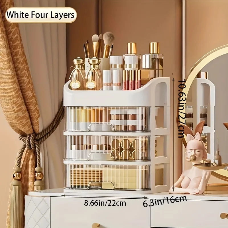 Makeup Organizer Box – Transparent Multi-Drawer Cosmetic & Jewellery Storage