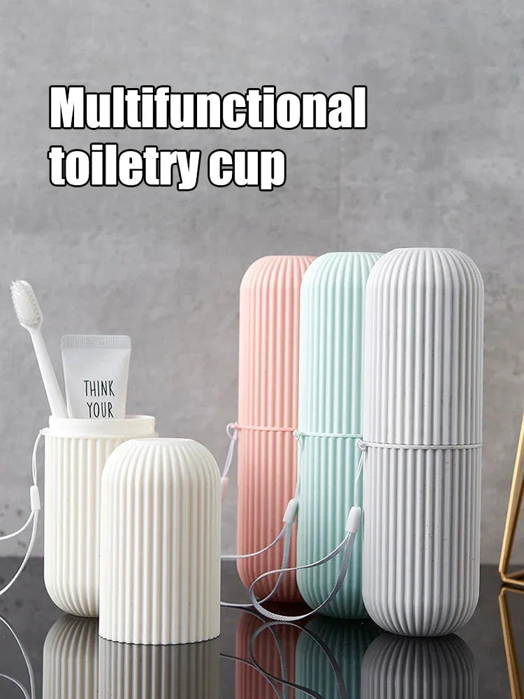 Portable Toothbrush Cup & Toothpaste Holder, Travel Bathroom Organizer Storage Case