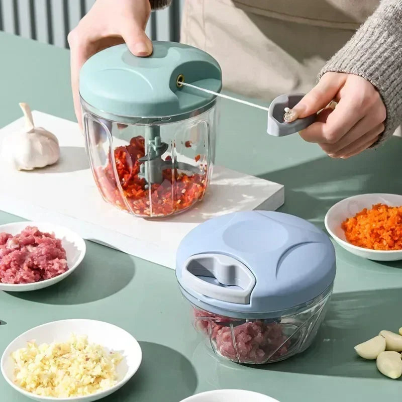 Manual Food Chopper – Pull Cord Vegetable & Garlic Cutter (500/900ML)