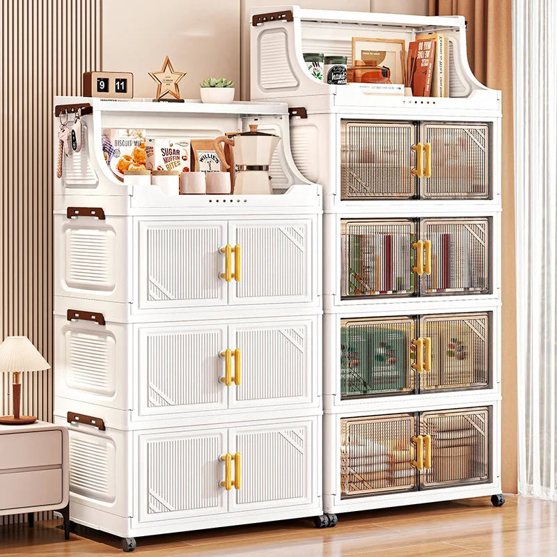 Nest Locker™ Large Foldable Storage Cabinet with Clear Flip-Top & Wheels – Mobile Space-Saving Organizer
