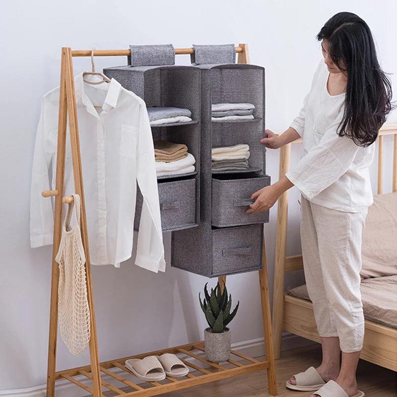 Hanging Closet Organizer – Foldable Storage Shelves with Drawers
