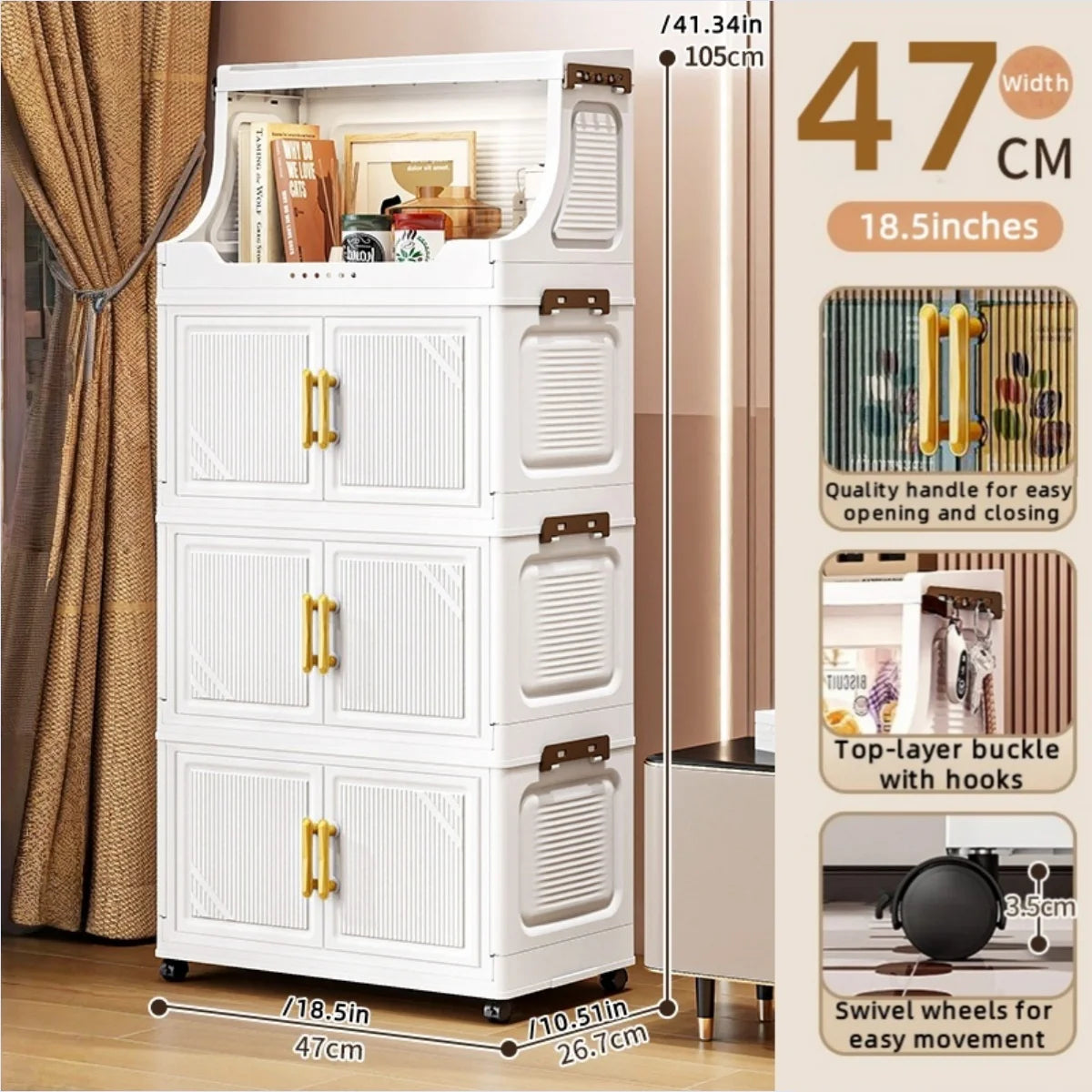 Nest Locker™ Large Foldable Storage Cabinet with Clear Flip-Top & Wheels – Mobile Space-Saving Organizer