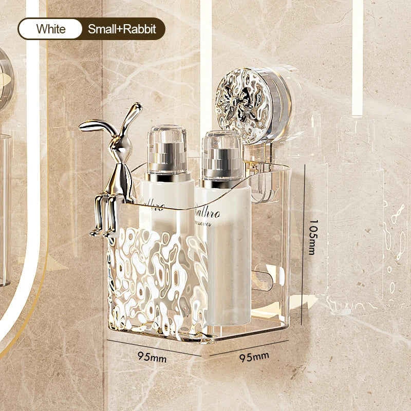 Water Ripple Wall-Mounted Bathroom Organizer – No-Drill Storage Basket