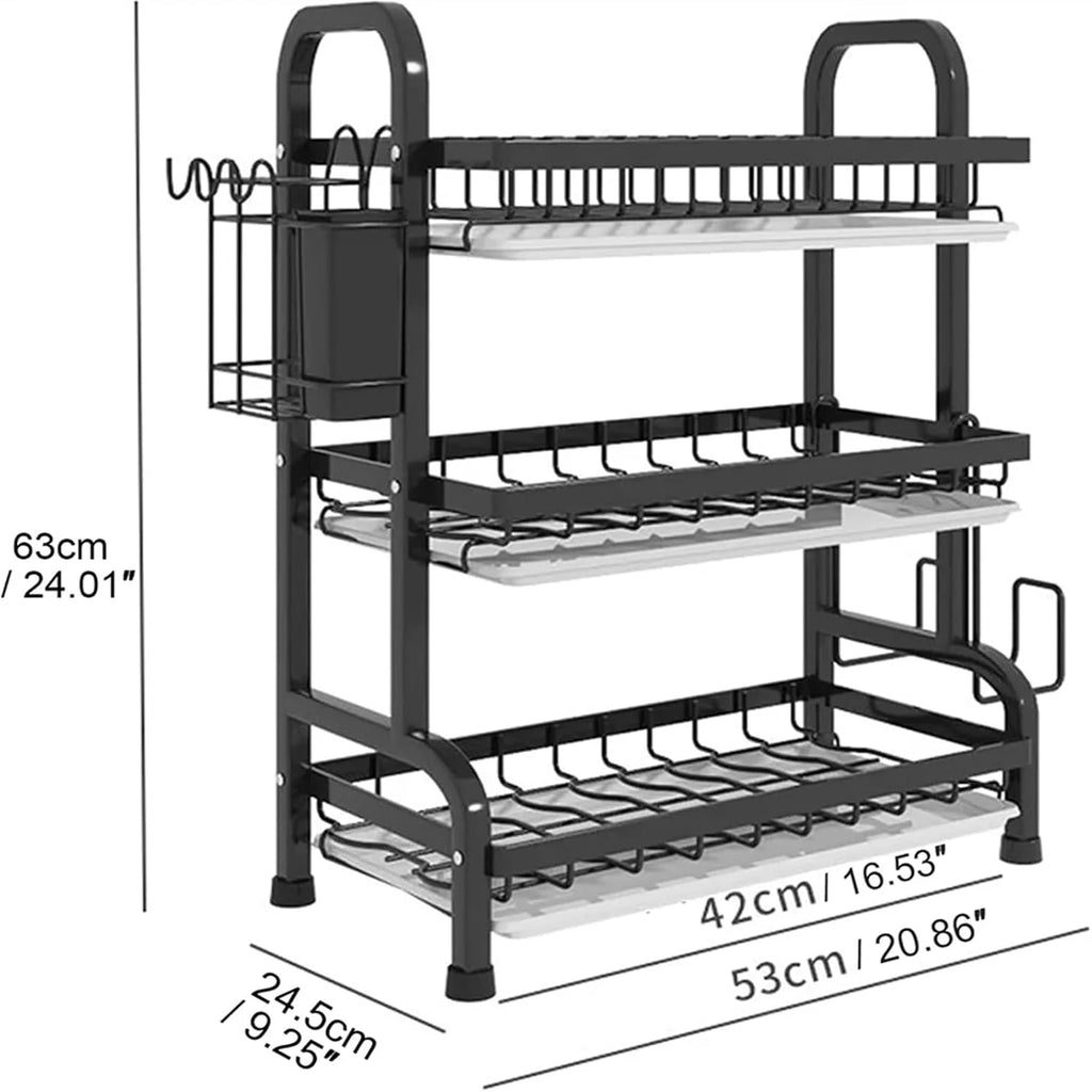 3-Tier Dish Drying Rack – Space-Saving Kitchen Counter Organizer