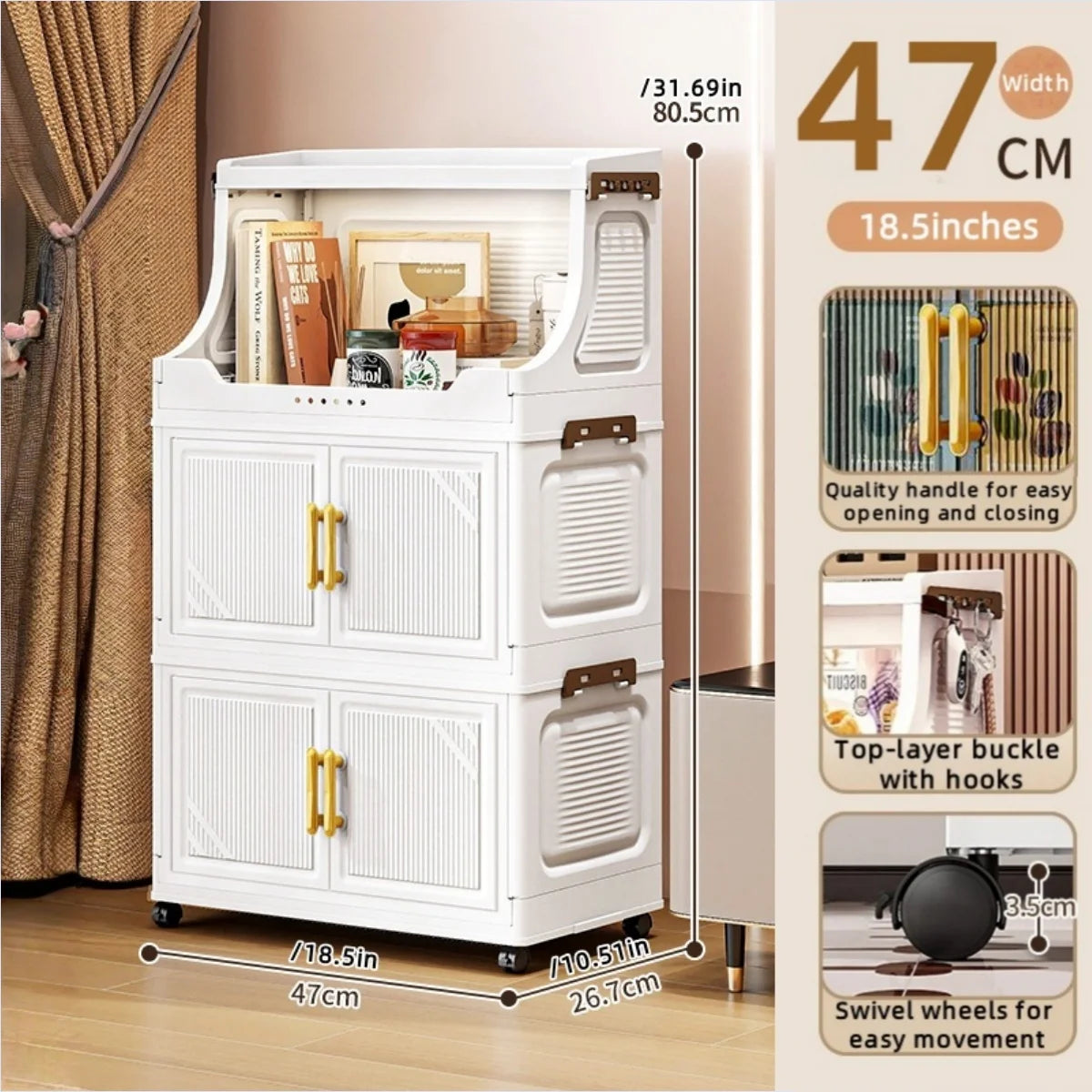 Nest Locker™ Large Foldable Storage Cabinet with Clear Flip-Top & Wheels – Mobile Space-Saving Organizer