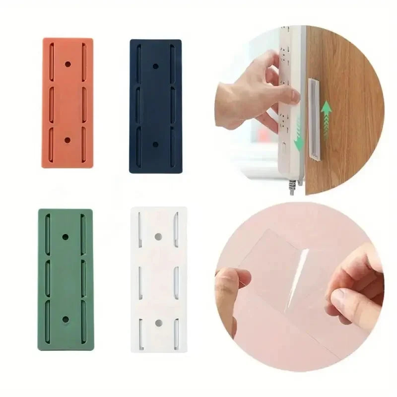 4pcs Socket Holder Set – Self-Adhesive Wall Mount for Power Strips