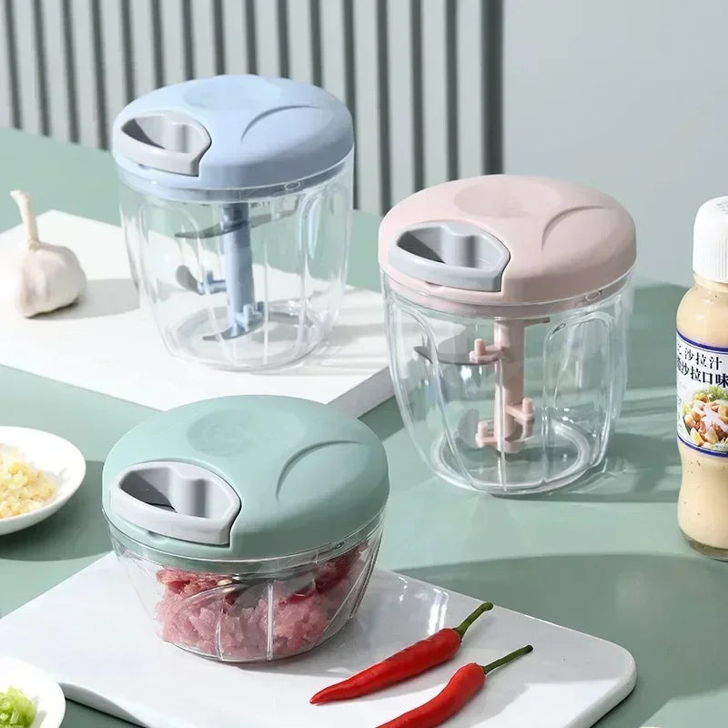 Manual Food Chopper – Pull Cord Vegetable & Garlic Cutter (500/900ML)