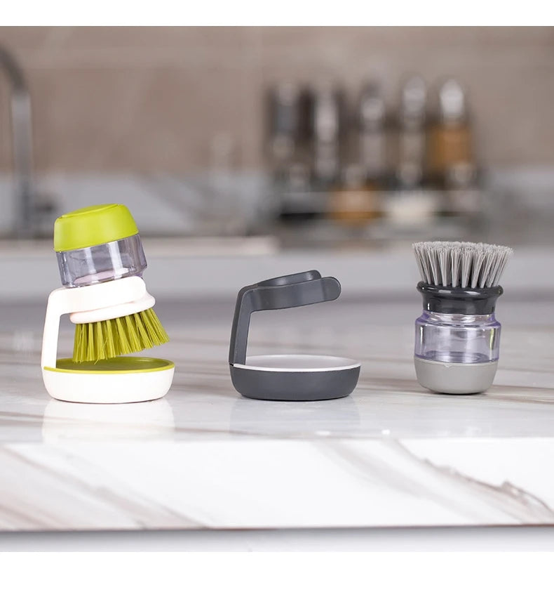 Soap Dispenser Dish Brush for Kitchen Cleaning with Holder Tray