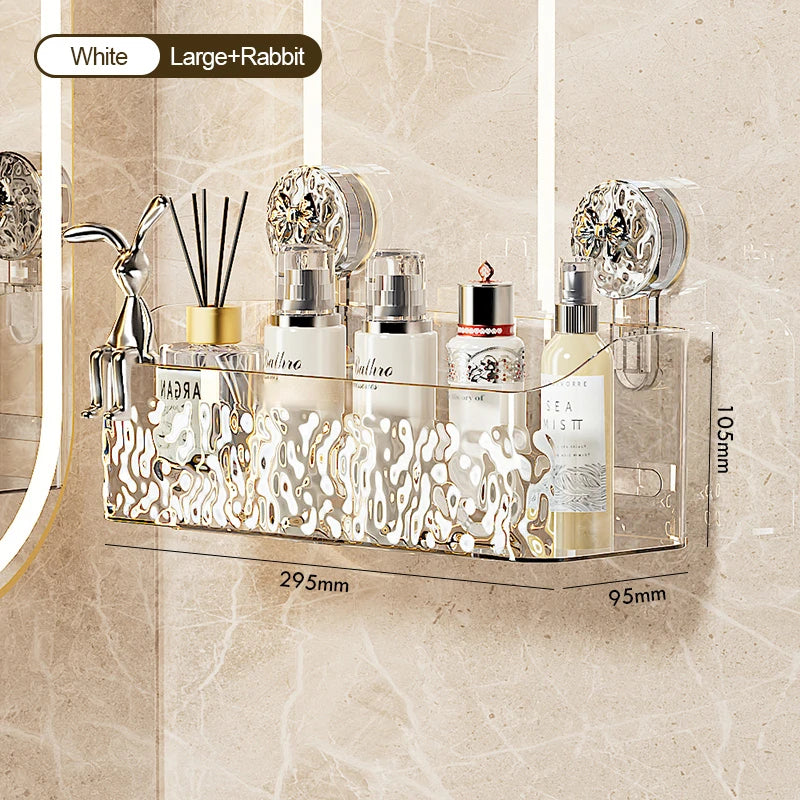 Water Ripple Wall-Mounted Bathroom Organizer – No-Drill Storage Basket