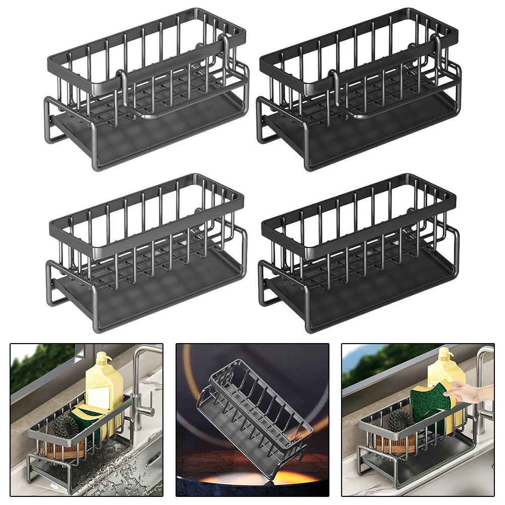 Kitchen Sink Organizer – Stainless Steel Sponge & Faucet Rack