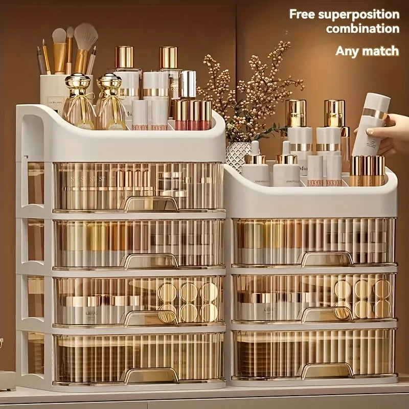 Makeup Organizer Box – Transparent Multi-Drawer Cosmetic & Jewellery Storage