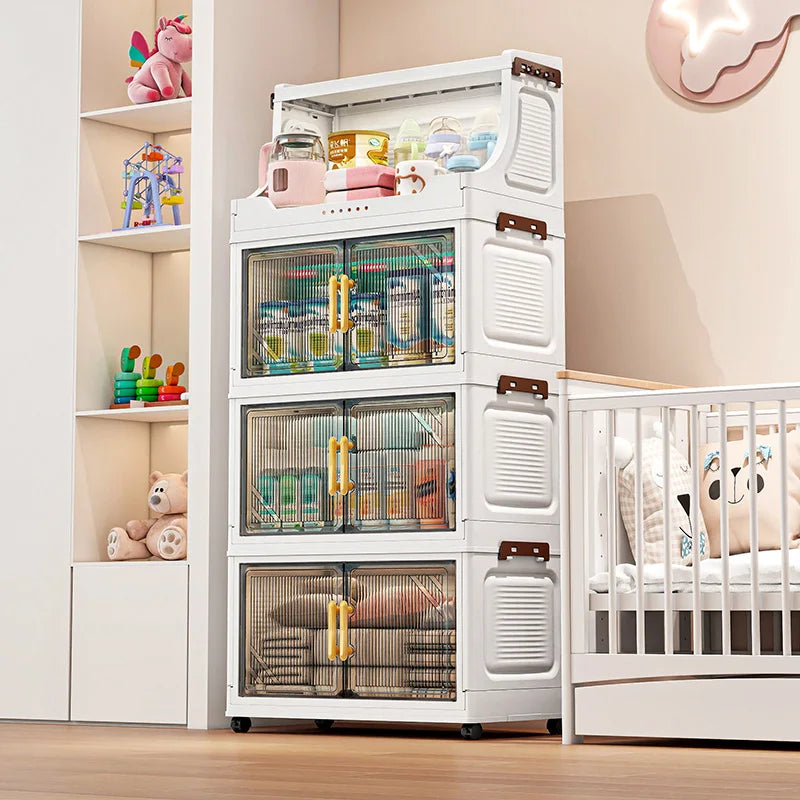 Nest Locker™ Large Foldable Storage Cabinet with Clear Flip-Top & Wheels – Mobile Space-Saving Organizer