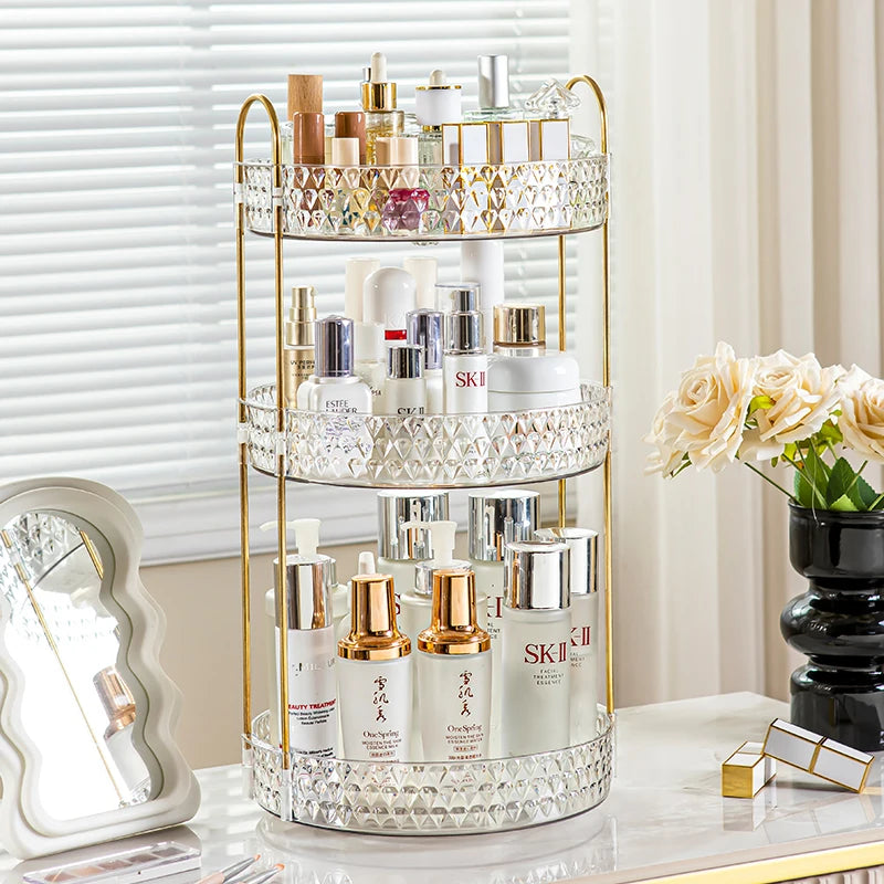360° Rotating Makeup Organizer – 3 Tier Vanity Storage Rack