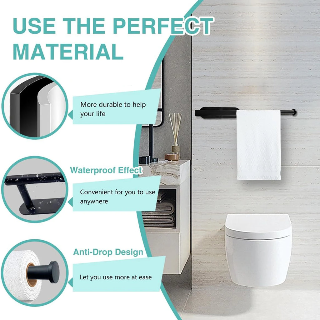Adhesive Paper Towel Holder, Wall-Mounted Tissue & Toilet Roll Dispenser for Kitchen, Bathroom & Cabinet Storage