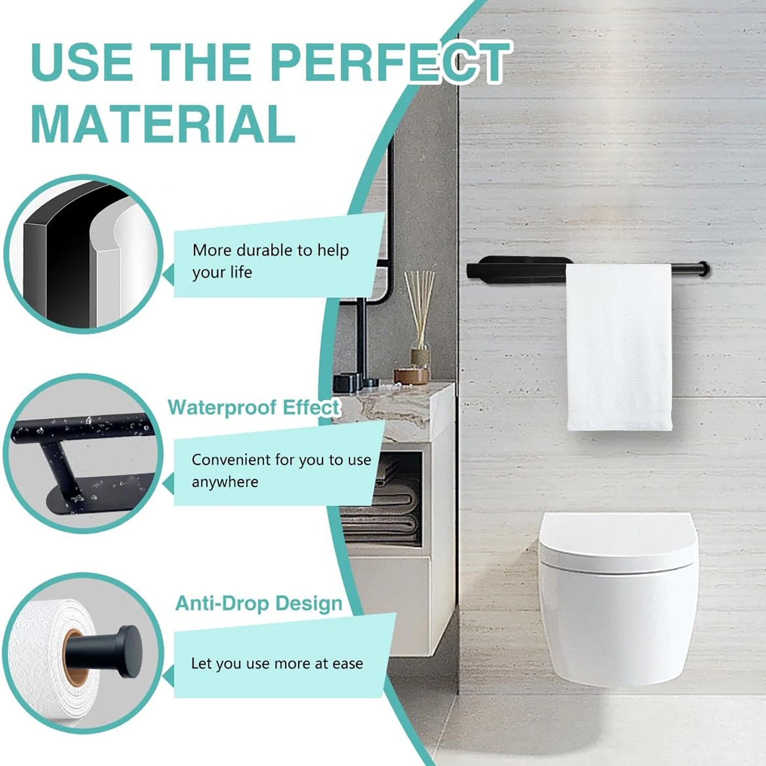 Adhesive Paper Towel Holder, Wall-Mounted Tissue & Toilet Roll Dispenser for Kitchen, Bathroom & Cabinet Storage