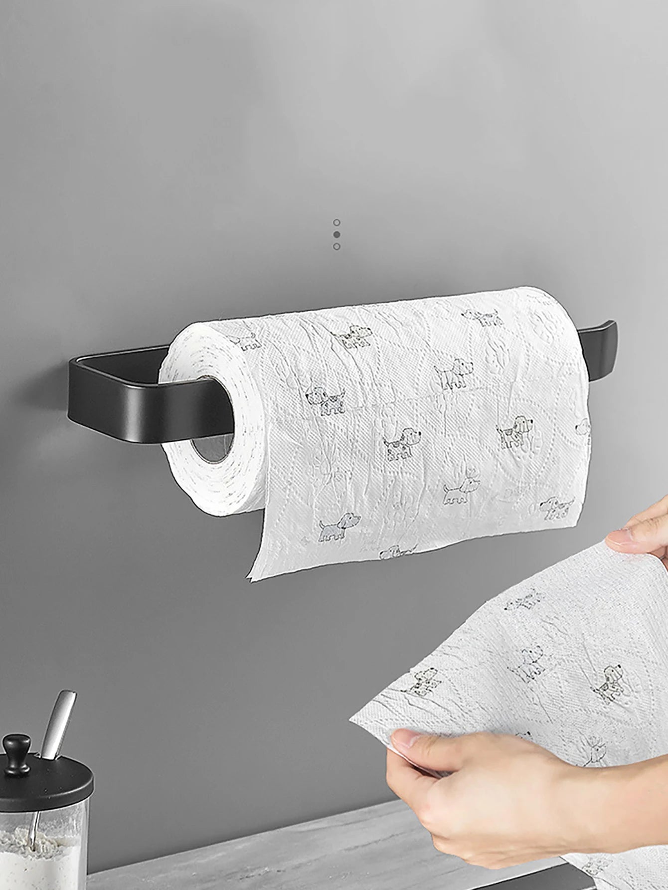 Adhesive Paper Towel Holder, Wall-Mounted Tissue & Toilet Roll Dispenser for Kitchen, Bathroom & Cabinet Storage