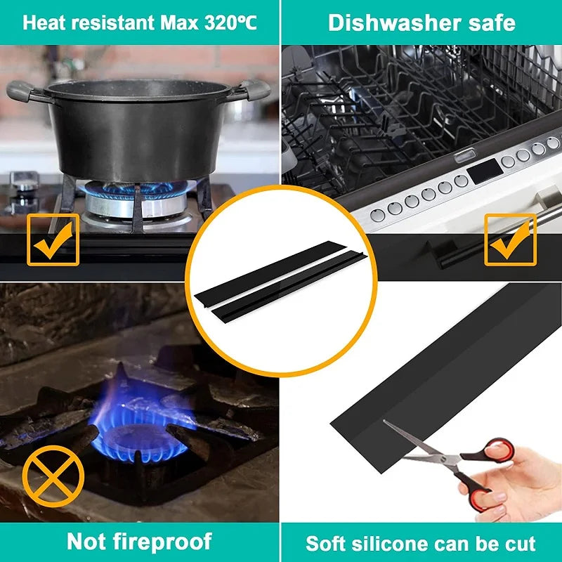 Complete Stove Gap Protection Set (2-Piece, Heat-Resistant Silicone)