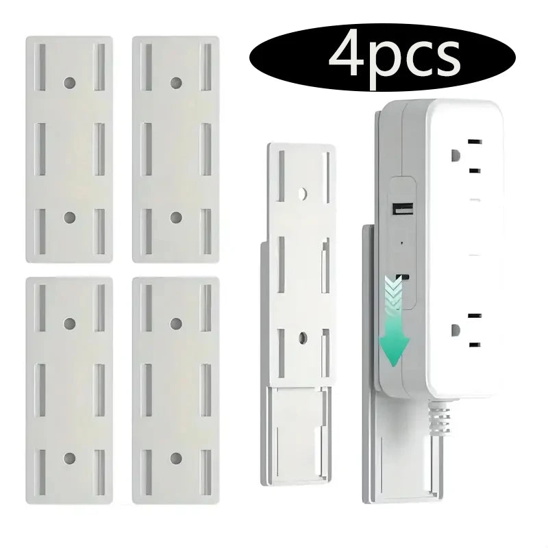 4pcs Socket Holder Set – Self-Adhesive Wall Mount for Power Strips