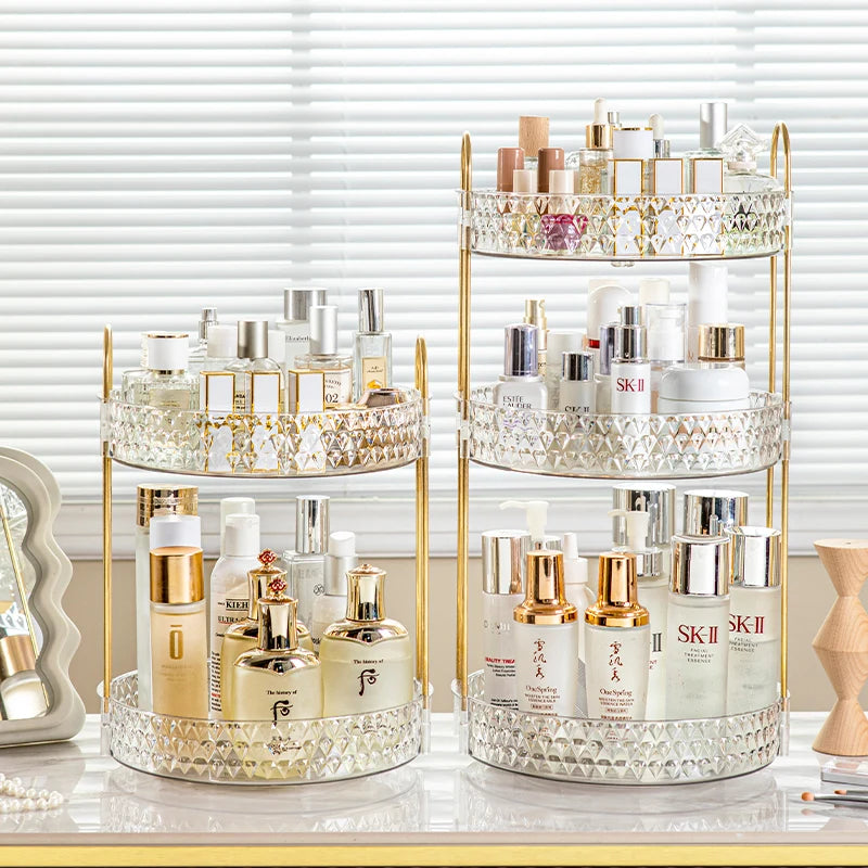 360° Rotating Makeup Organizer – 3 Tier Vanity Storage Rack