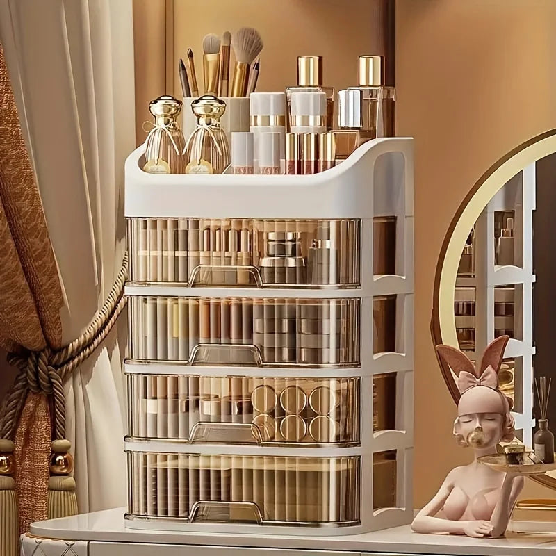 Makeup Organizer Box – Transparent Multi-Drawer Cosmetic & Jewellery Storage