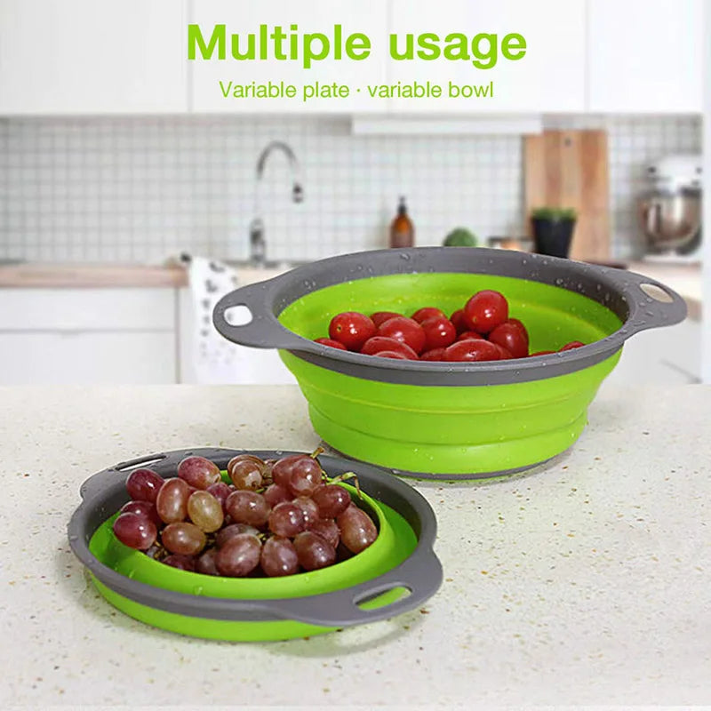 Silicone Fruit & Vegetable Washing Basket with Drainage – Foldable Design