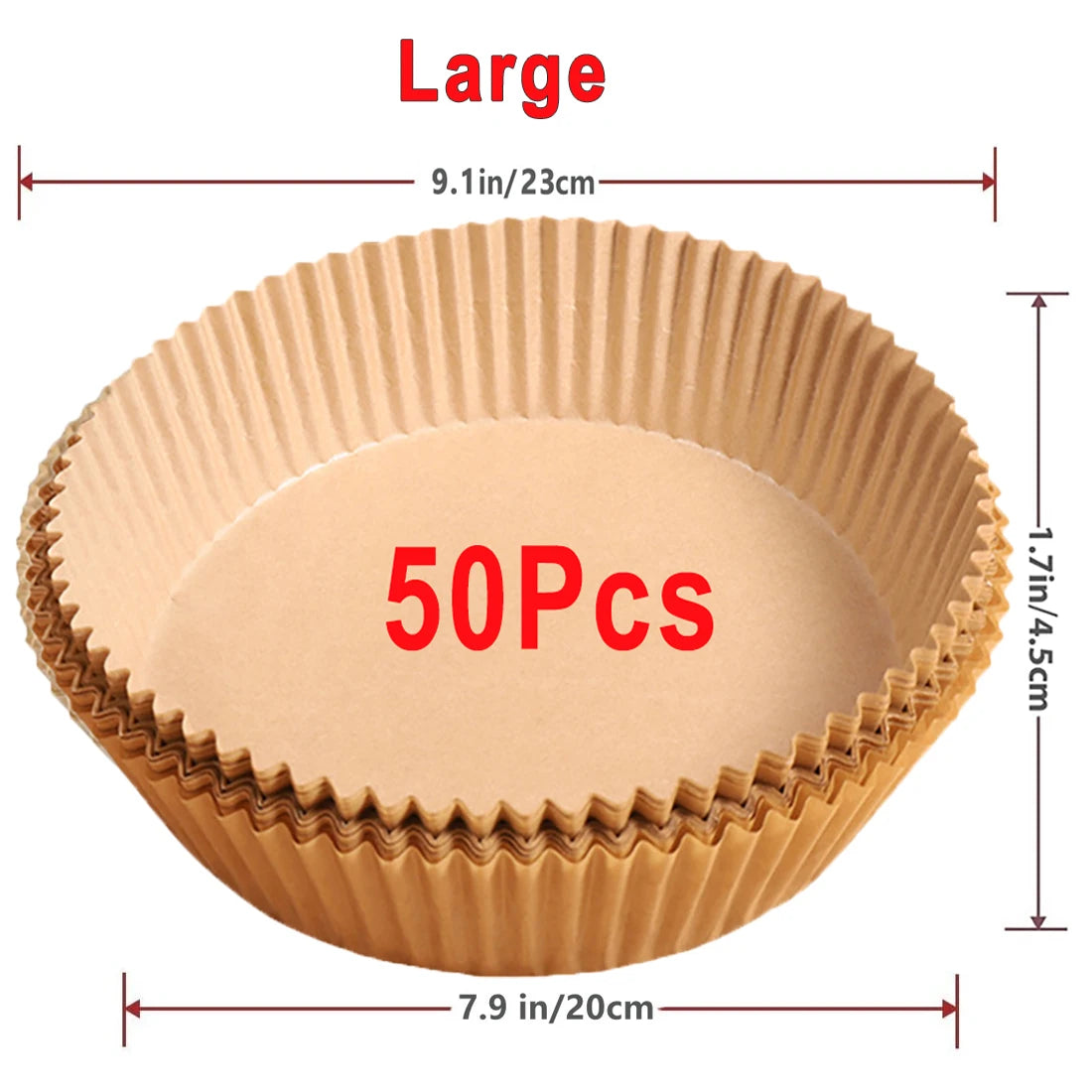 50/100PCS Air Fryer Paper Liners – Round & Square Non-Stick Disposable Parchment Baking Sheets
