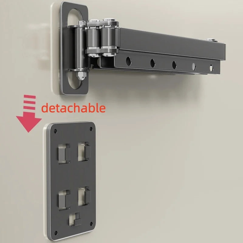 Space-Saving Folding Shower Curtain Rod Set – Waterproof Curtain & Retractable Bathroom Divider