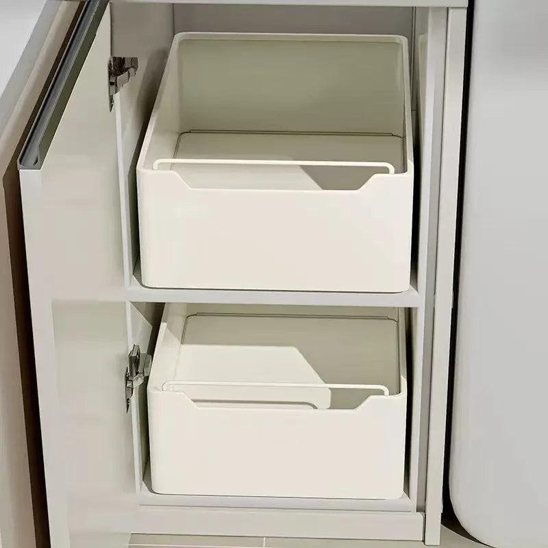 Pull-Out Kitchen Drawer Storage Rack for Cabinets with Smooth Slide Rails