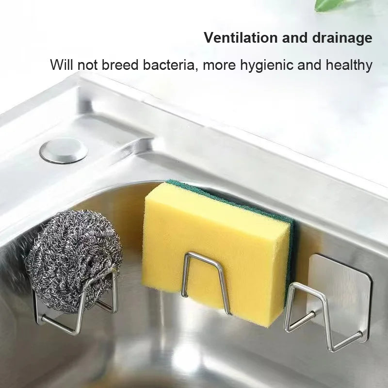 1-8pcs Kitchen Sponge holder Self Adhesive Sink Sponges Drain Drying Rack Wall Hooks Organizer bathroom Storage Rack