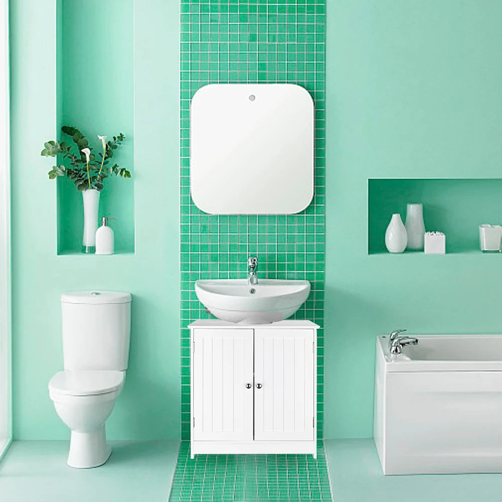 White Storage Cabinet for Bathroom Sink