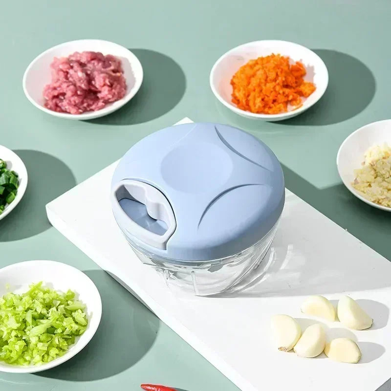 Manual Food Chopper – Pull Cord Vegetable & Garlic Cutter (500/900ML)