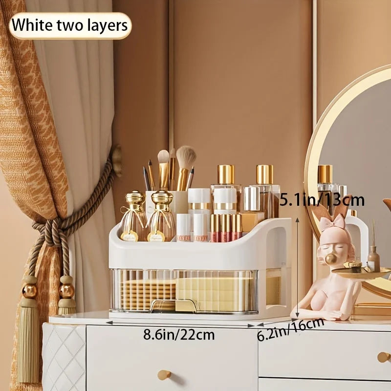 Makeup Organizer Box – Transparent Multi-Drawer Cosmetic & Jewellery Storage