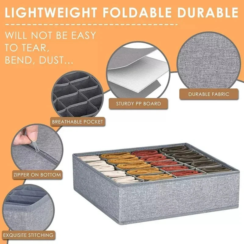 4-Piece Foldable Underwear & Socks Drawer Organizer Set – Non-Woven Storage Boxes