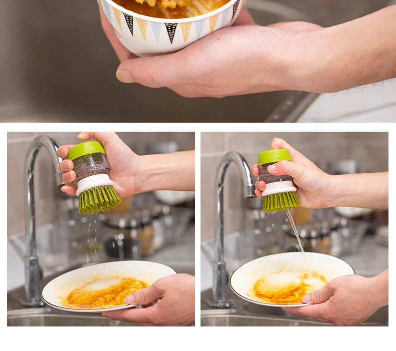 Soap Dispenser Dish Brush for Kitchen Cleaning with Holder Tray