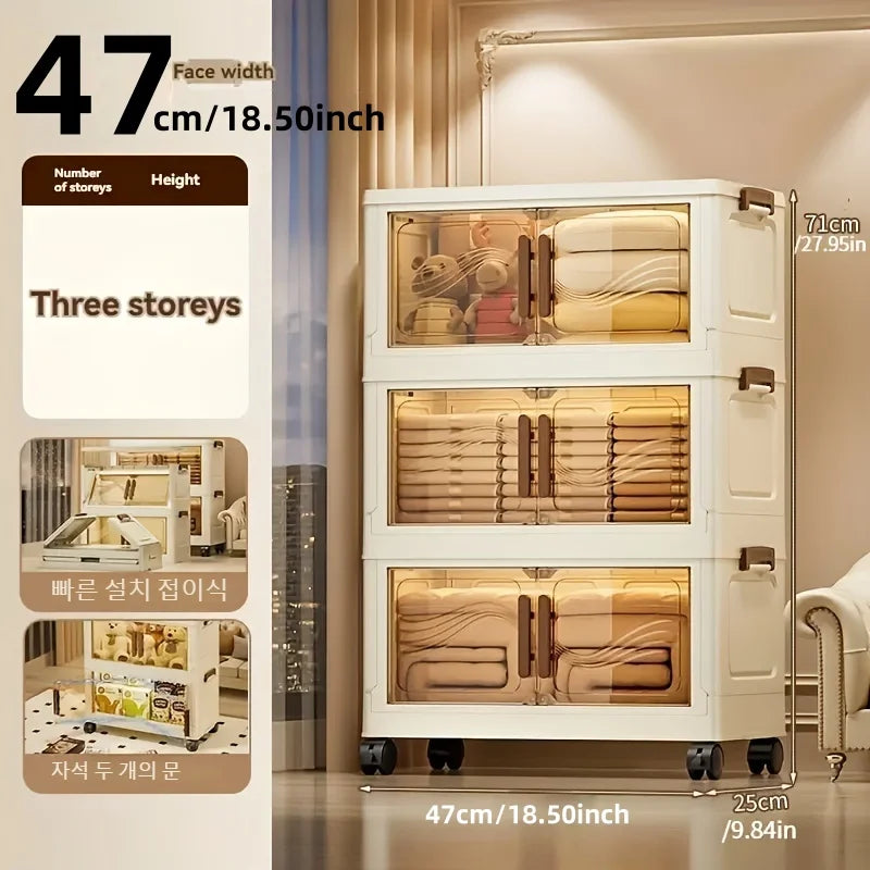 Nest Locker™ ClearDoor Foldable Storage Box – Stackable Space-Saving Organizer for Clothes, Books & Toys