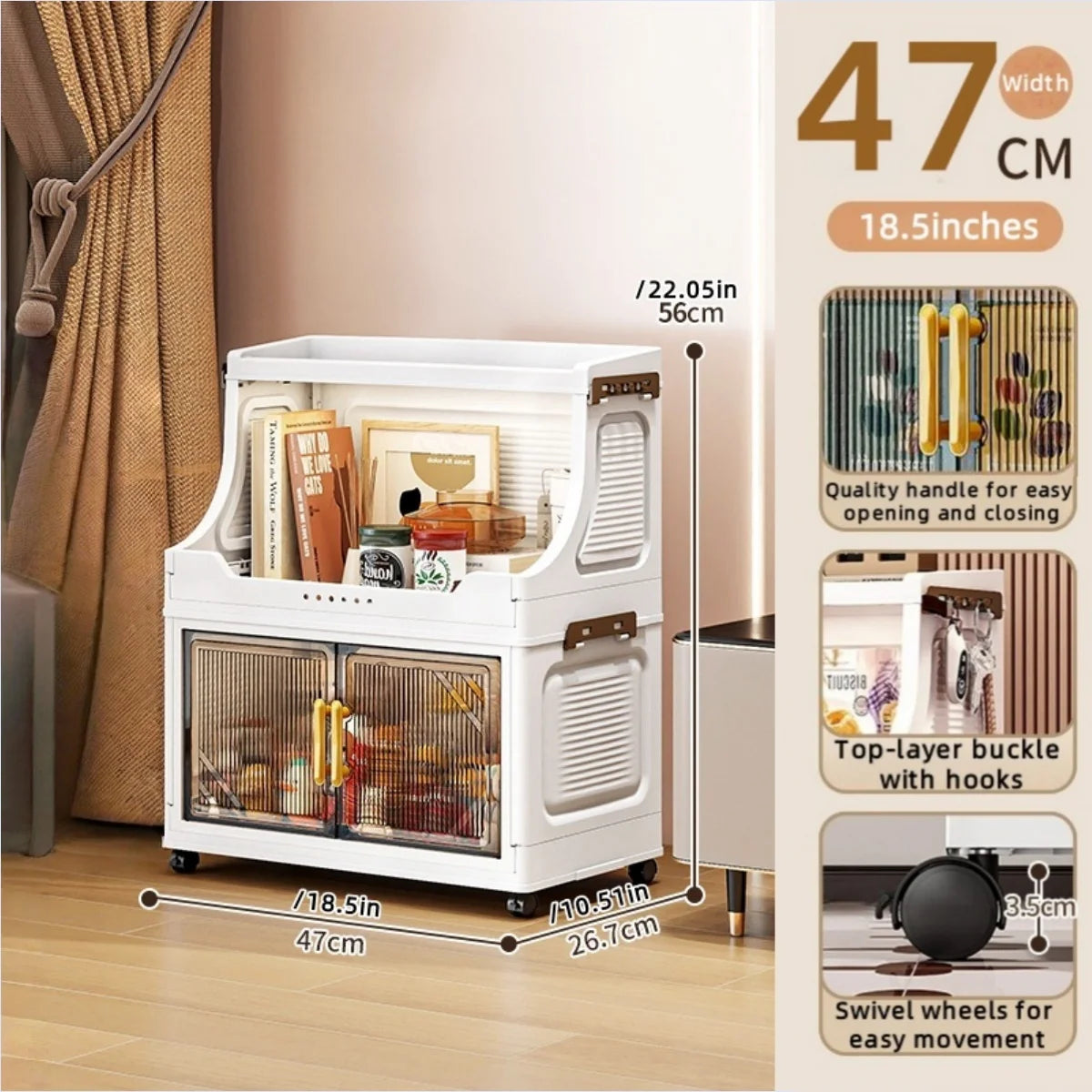 Nest Locker™ Large Foldable Storage Cabinet with Clear Flip-Top & Wheels – Mobile Space-Saving Organizer