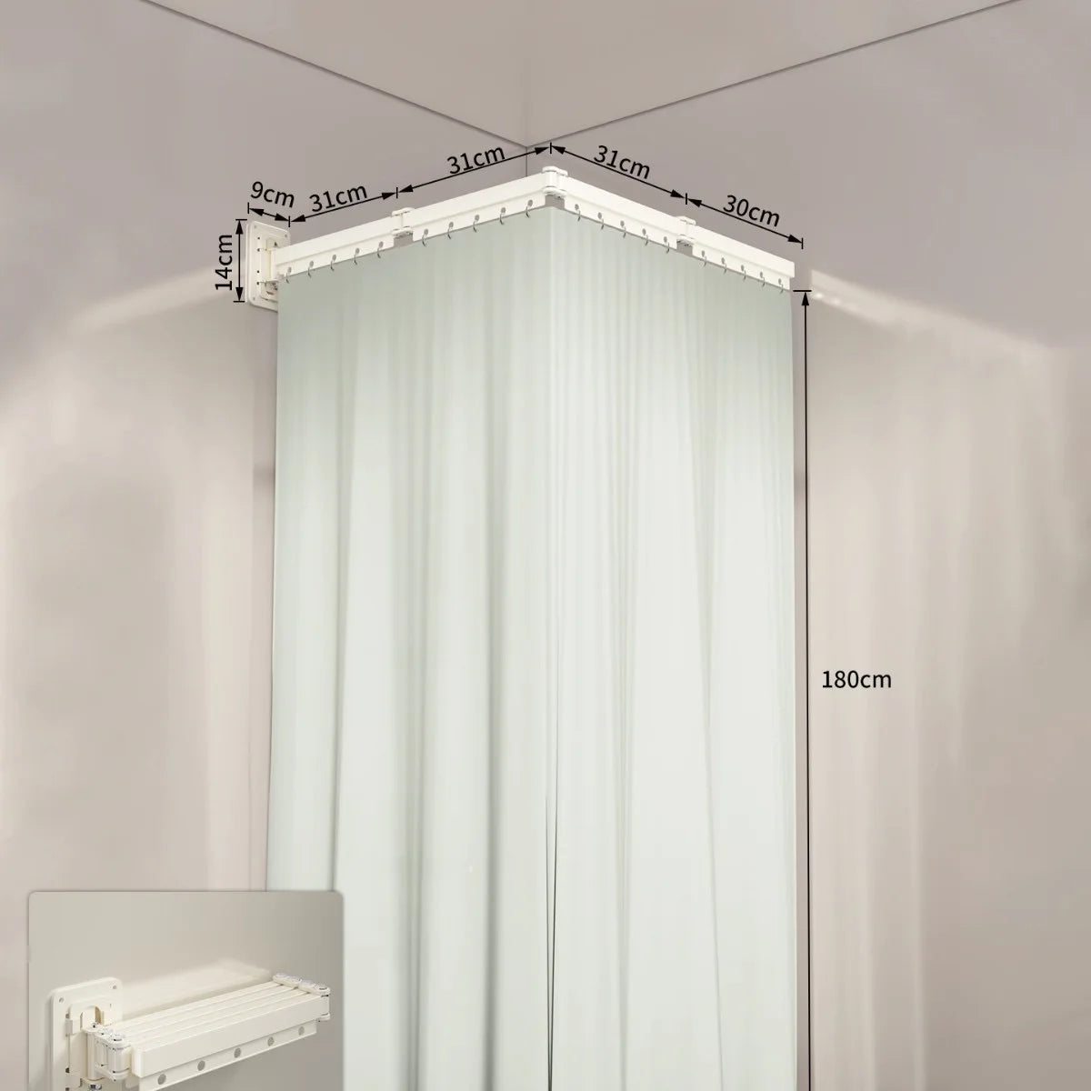 Folding Shower Curtain Set – Space-Saving Dry & Wet Separation