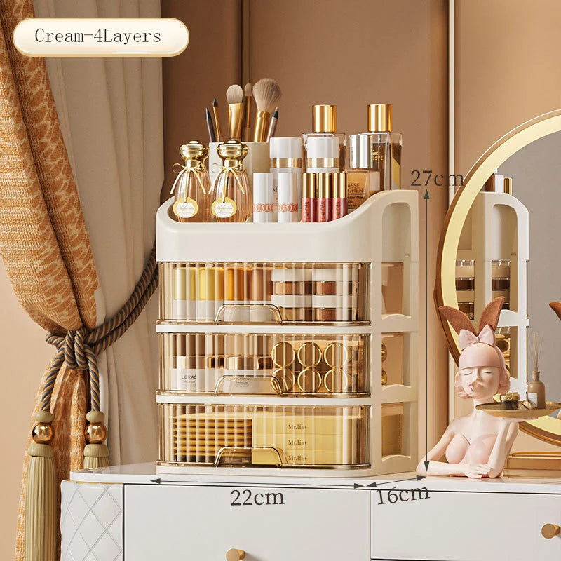 Makeup Organizer Box – Transparent Multi-Drawer Cosmetic & Jewellery Storage